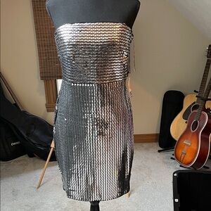 Haute Monde Metallic Strapless Dress